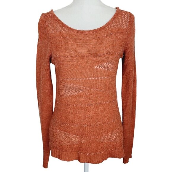 Billabong Sz Med Acrylic Wool Blend Vtg Burnout Sweater Multi Knit Rust Orange - Picture 1 of 8